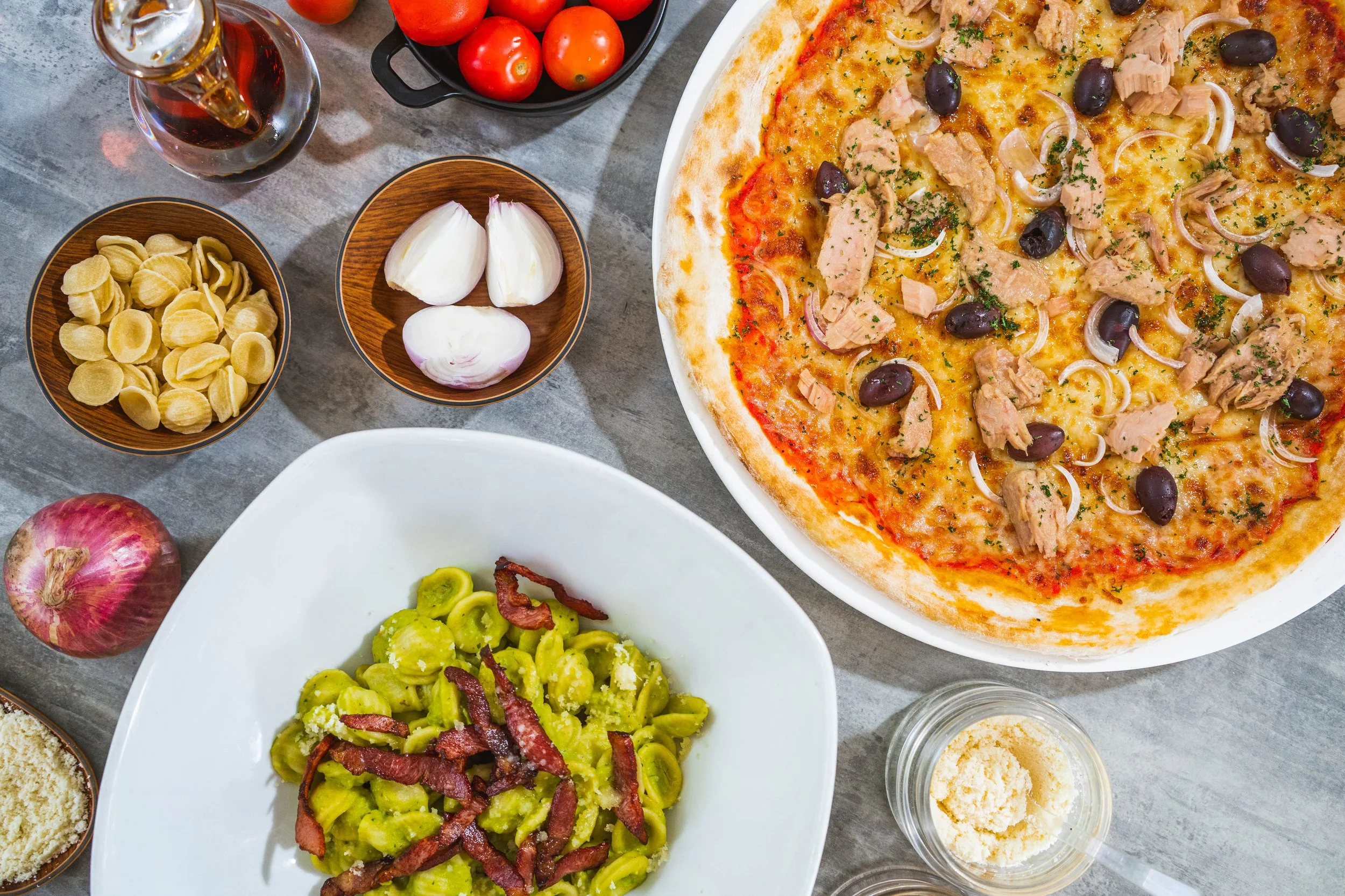 Spizza Menu | Thin-Crust Wood-Fired Pizza & Italian Pasta in